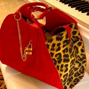 Red and leopard large bag